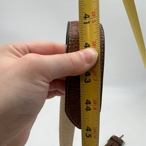 Vintage Columbia Mens Canvas Leather Buckle Belt Brown Silver Hardware Classic - Picture 6 of 6